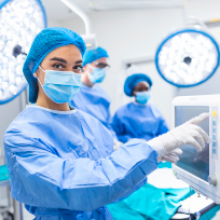 Imagen de una enfermera en un entorno de alta tecnología